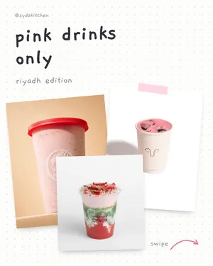 sydz kitchen tiktok post "pink drinks only", riyadh edition: riyadh cafe orders with calories